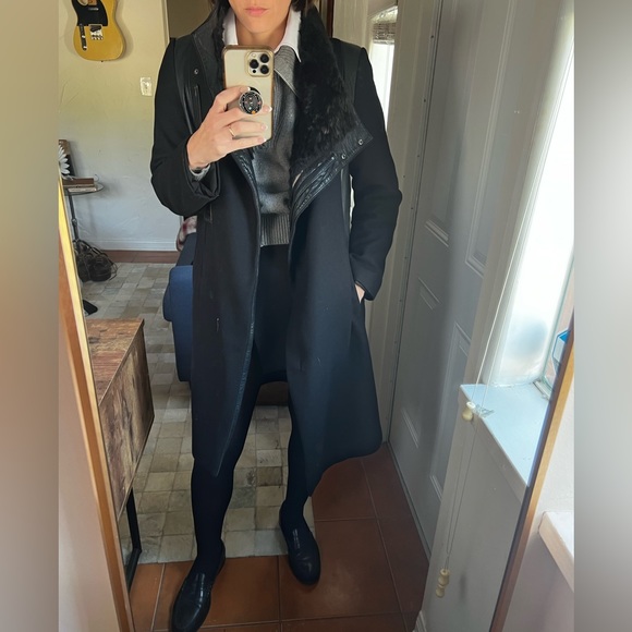 HELMUT LANG Wool coat with partial fur lining - Picture 2 of 7